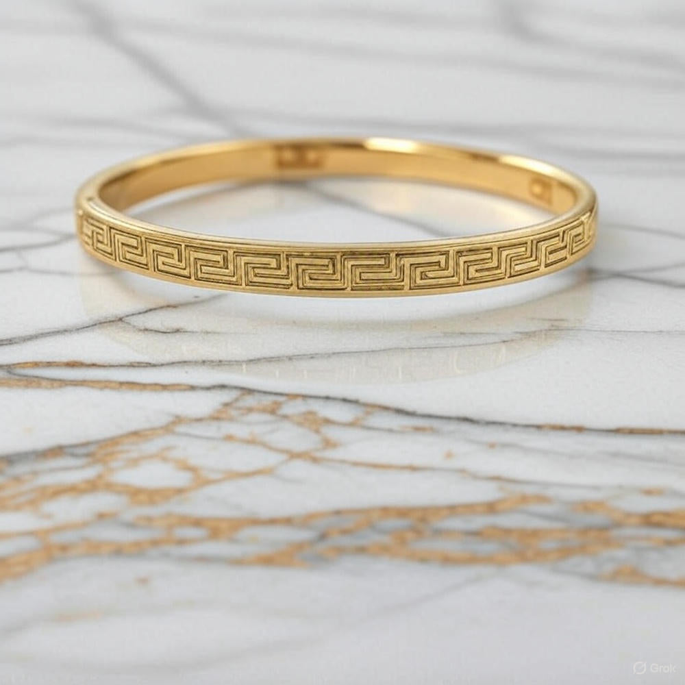 Elevate Your Style with the Sleek Meander Bangle Bracelet from Starkle