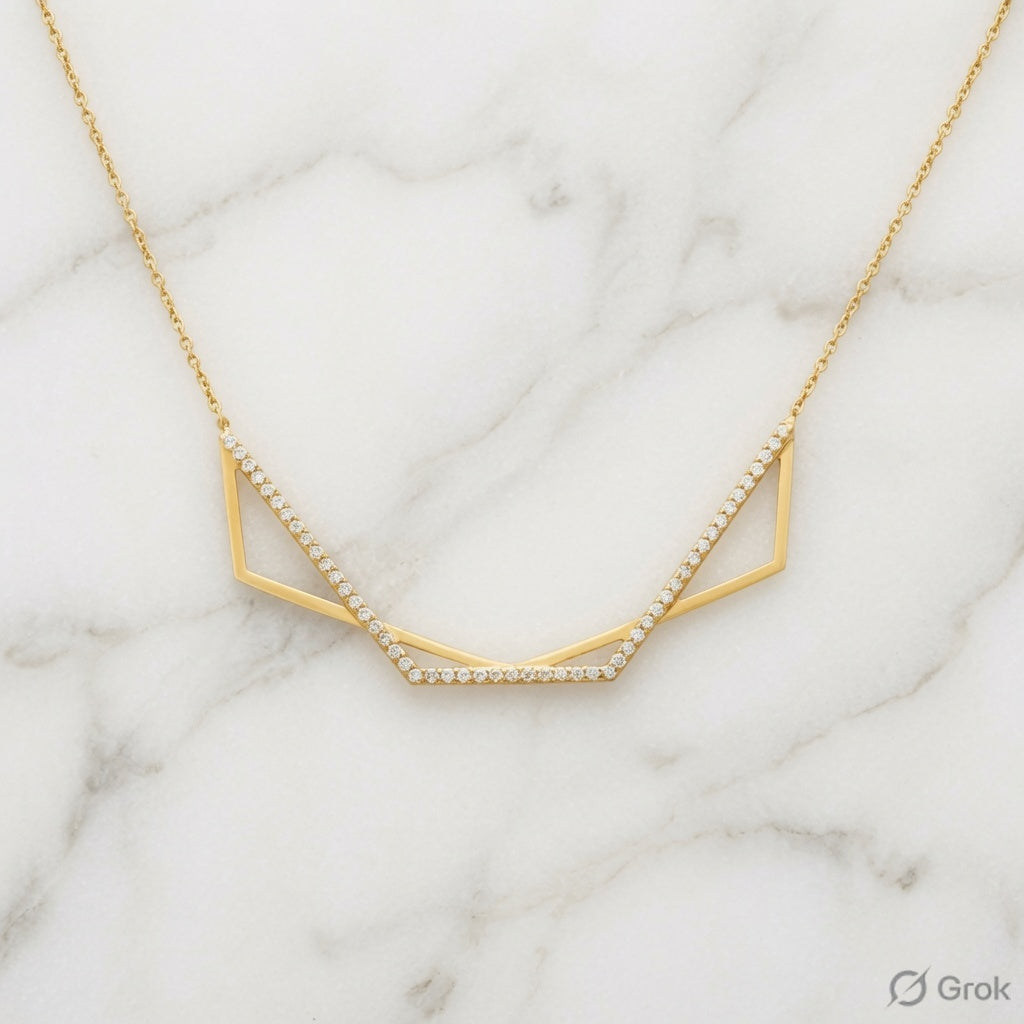Where Modern Geometry Meets Timeless Brilliance: The Elegant Diamond Necklace from Starkle