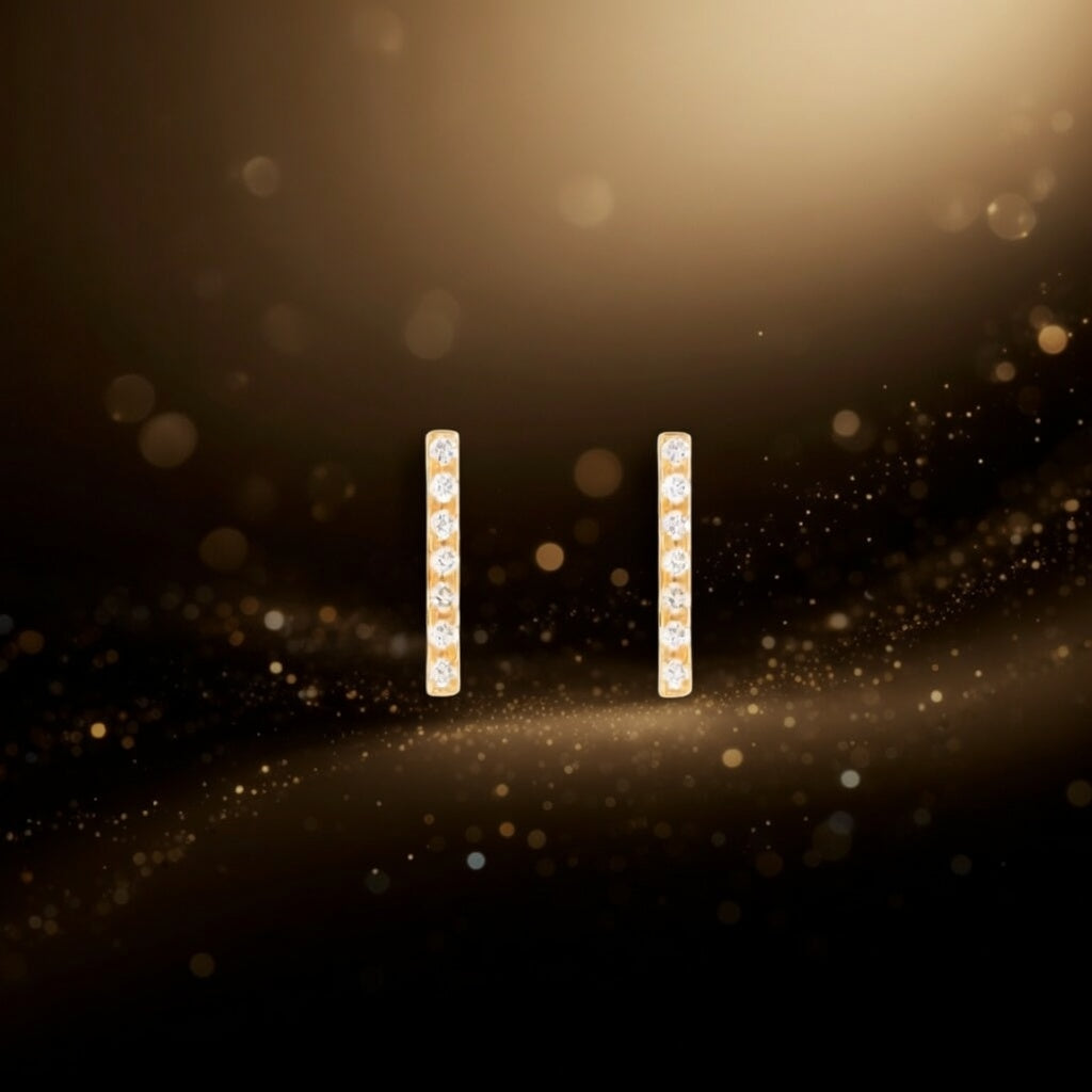 Delicately Crafted Diamond Line Studs — Where Modern Geometry Meets Timeless Brilliance: Beautiful Line Studs by Starkle