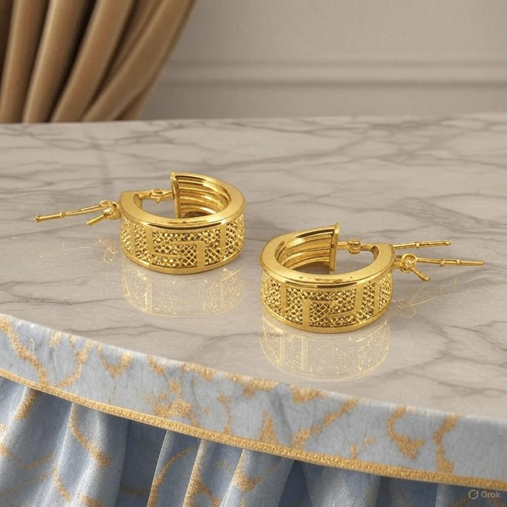 Elevate Your Style with Starkle’s Bold Classic Meander Hoop Earrings—Timeless Elegance Meets Modern Flair