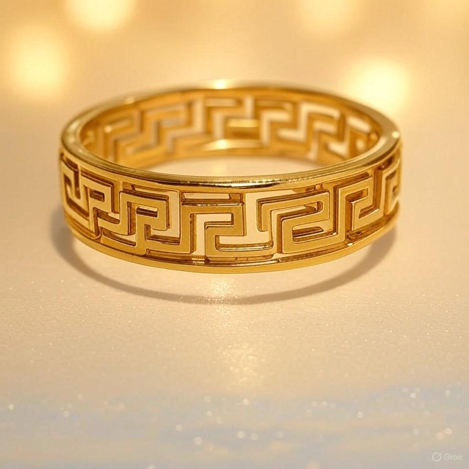 Adorn Your Style with the Intricate Beauty of Our Meander Gold Band