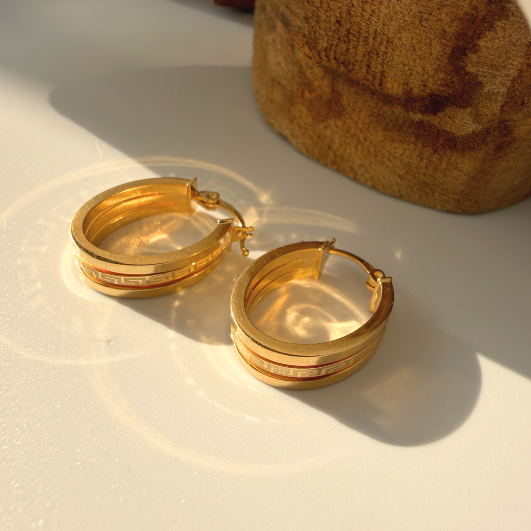 Tri Meander Oval Hoops