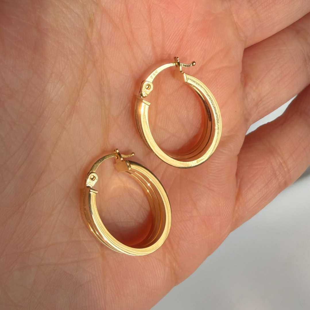 Tri Meander Oval Hoops