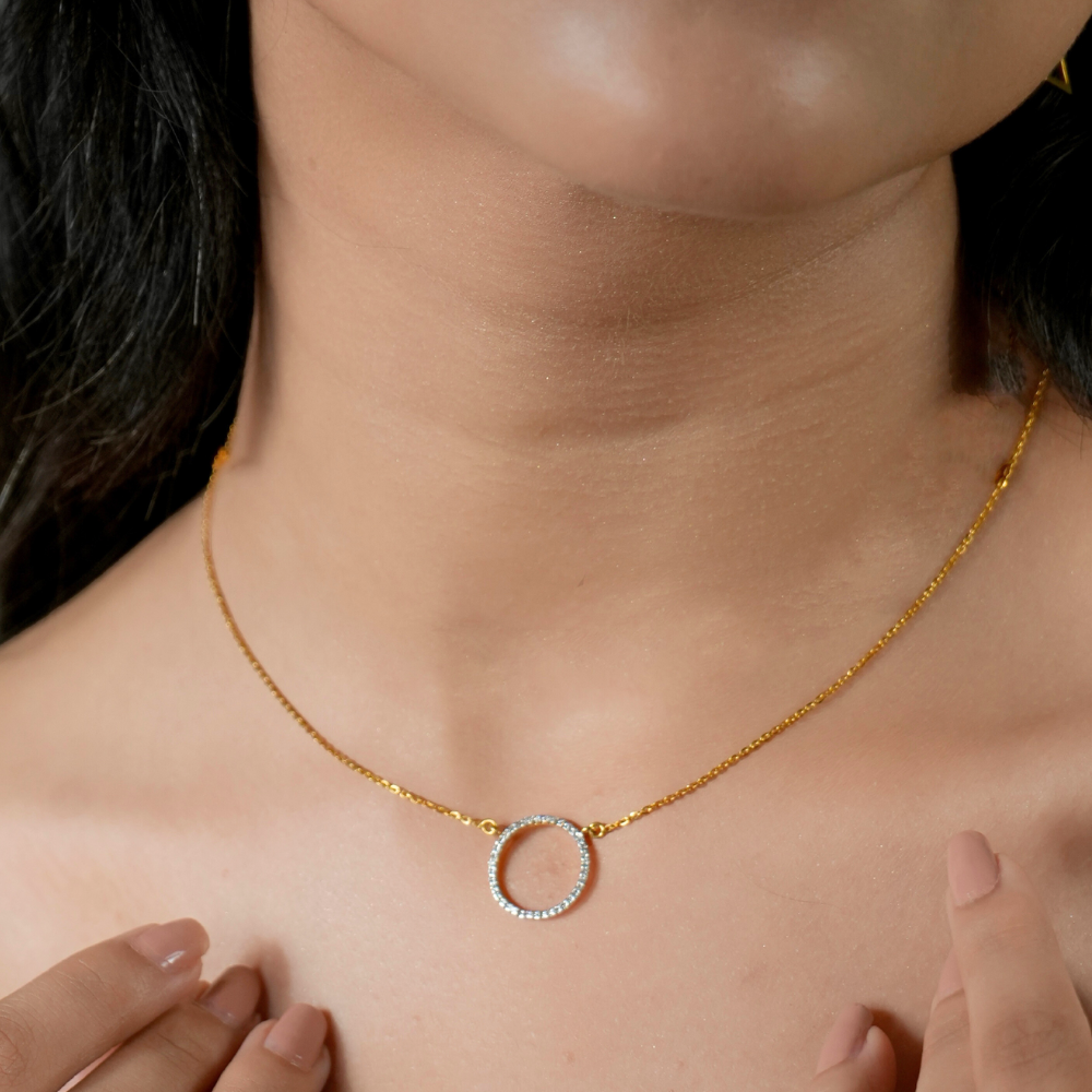 Diamond Halo Necklace - Main Image