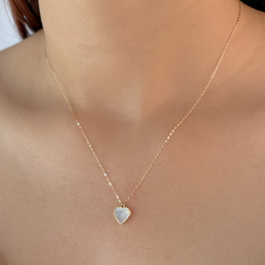 Pearly Stone Heart Necklace