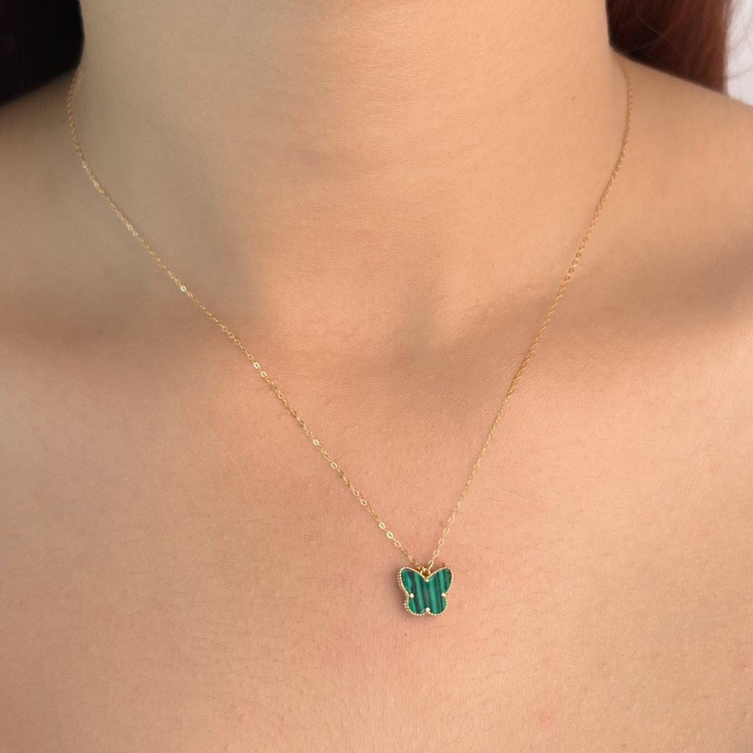 Green Stone Butterfly Necklace