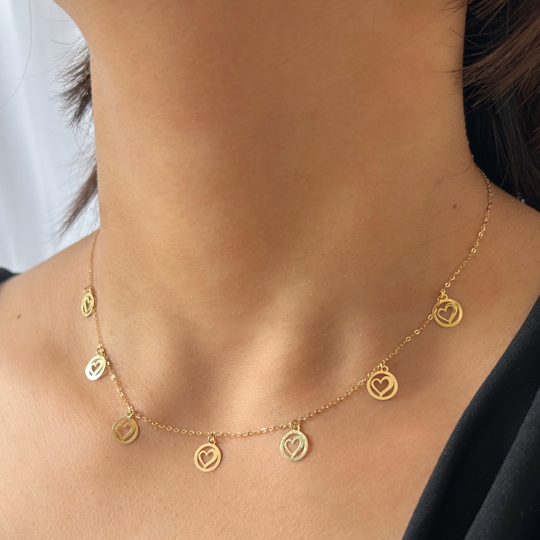 Sphere Heart Charm Necklace