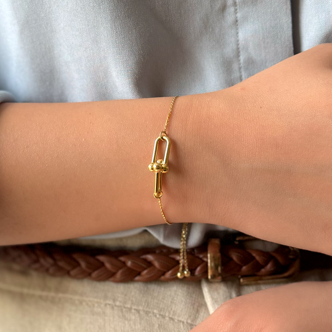 Paperclip Slider Bracelet – 18k Gold Bracelet | Starkle