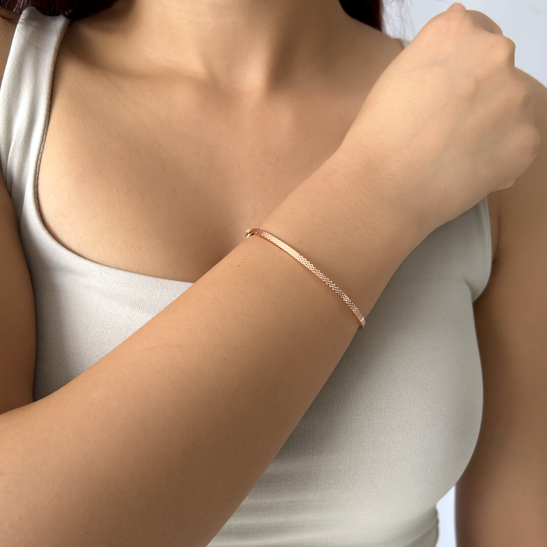 Shimmer Textured Bangle Bracelet |Rose