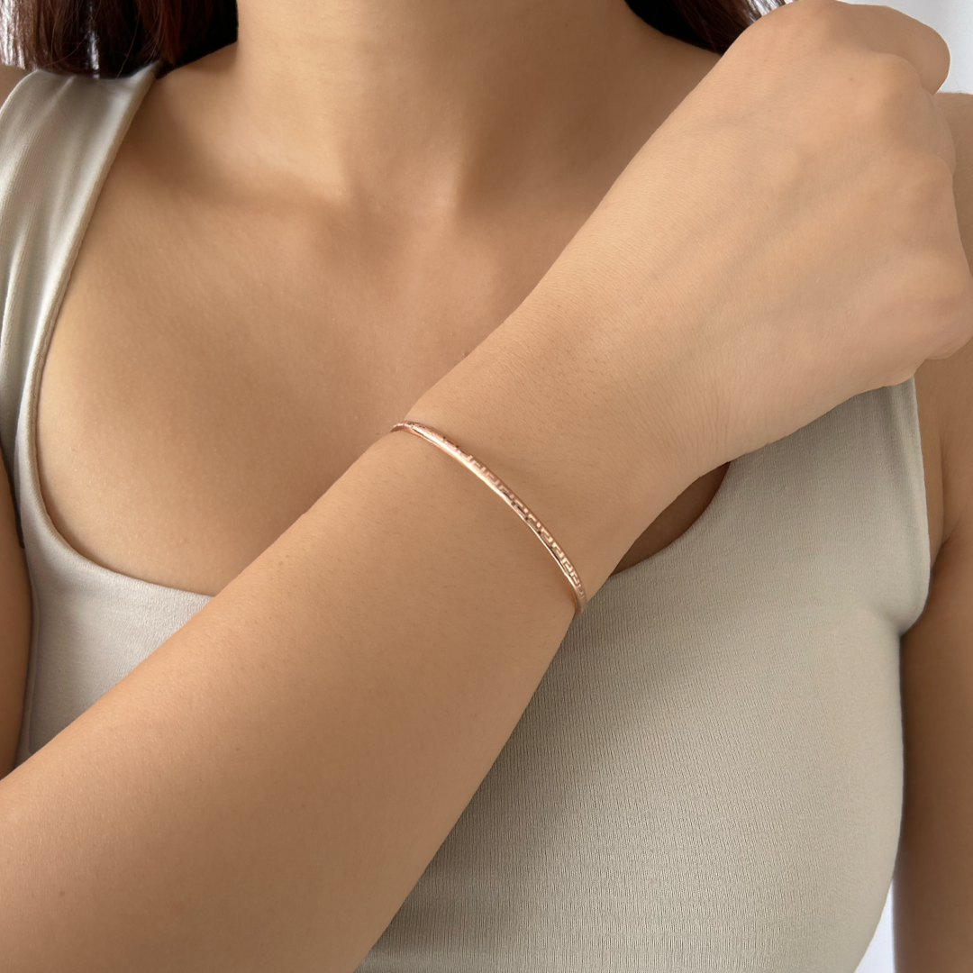 Curved Meander Bangle Bracelet