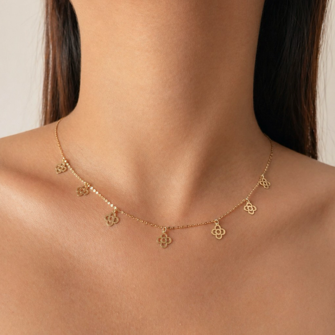 Quad Bloom Charm Necklace