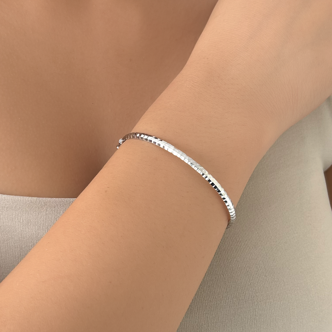 Block Bangle Bracelet| White