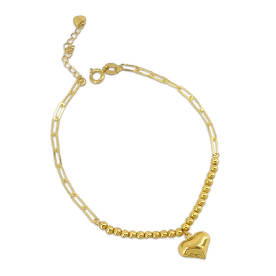 Paperclip Heart Bead Bracelet