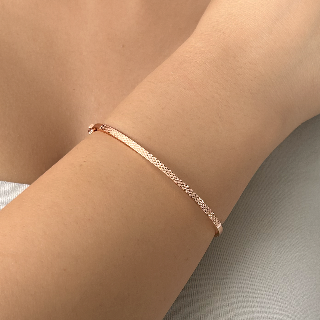 Shimmer Textured Bangle Bracelet |Rose