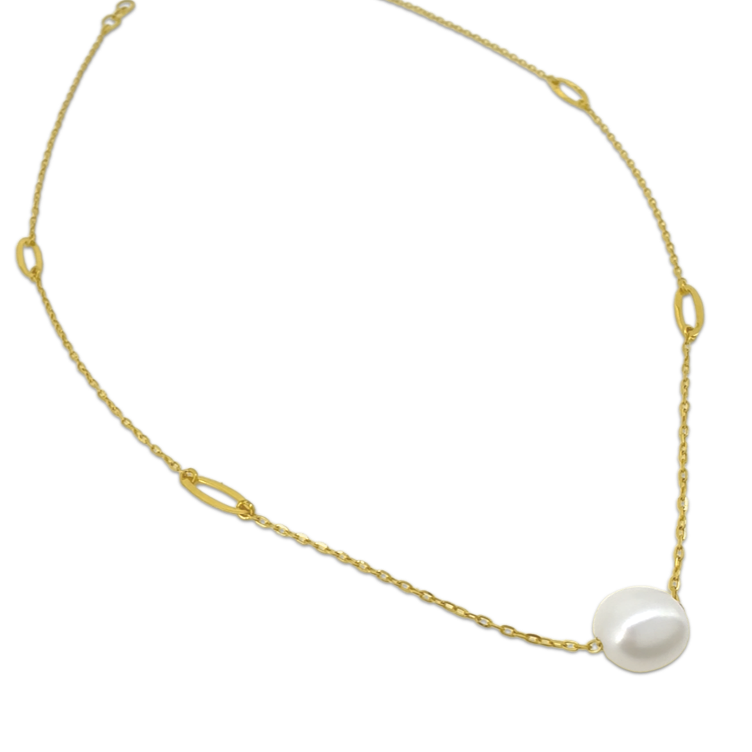 Pearl Oval Cable Necklace
