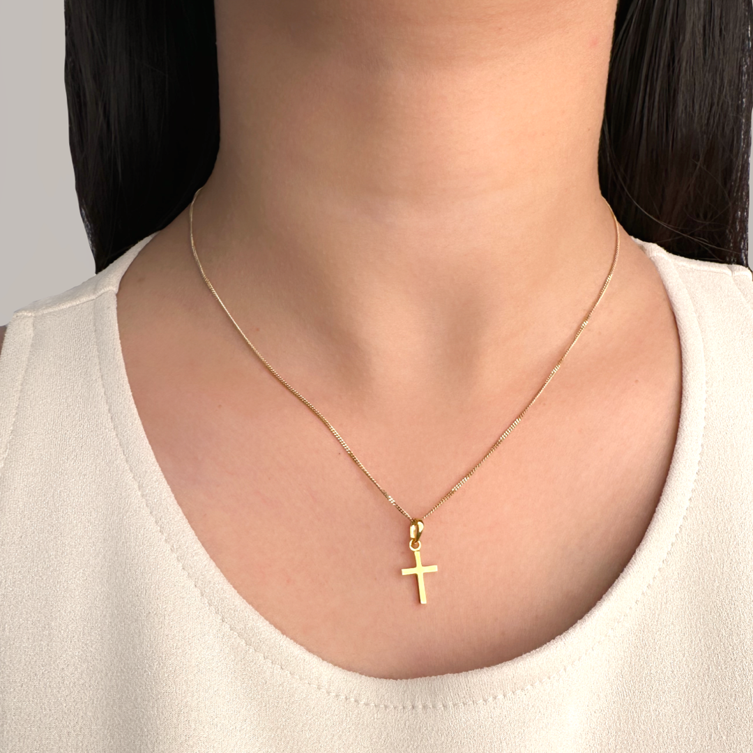Gold cross pendant necklace womens deals