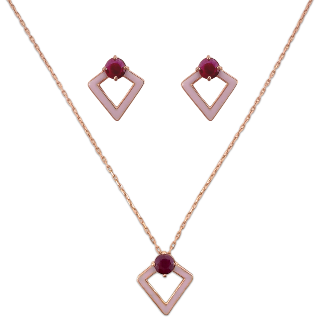 Ruby Rhombus Necklace Set