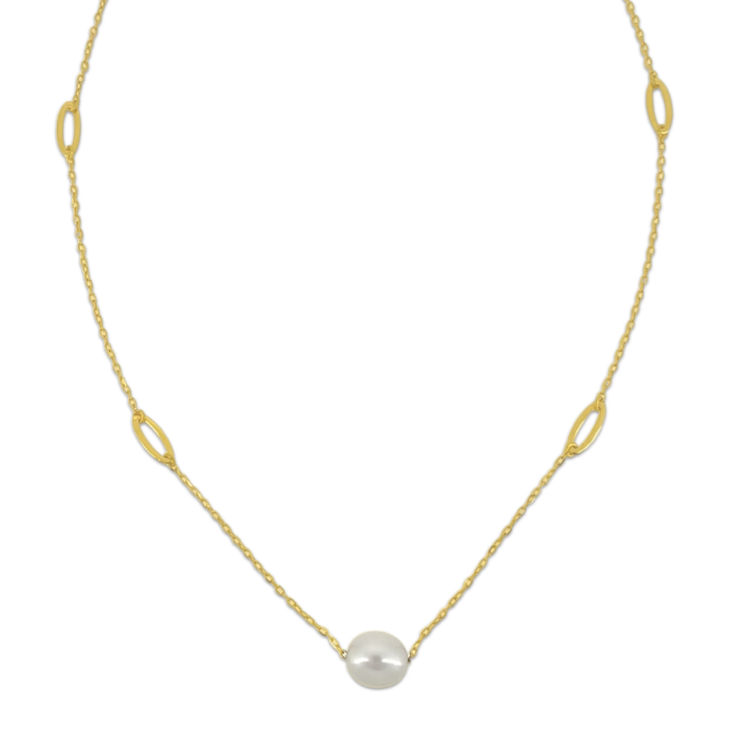 Pearl Oval Cable Necklace