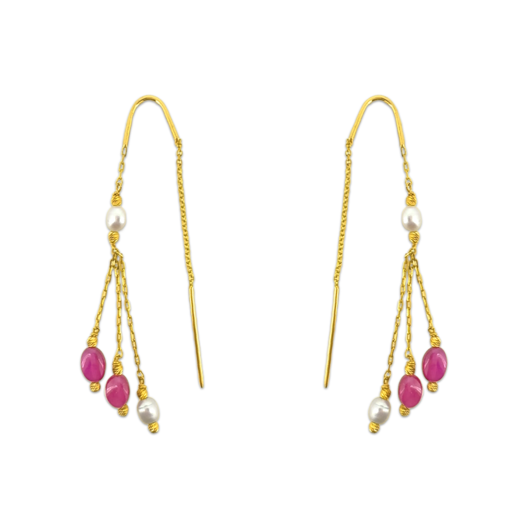 Ruby Pearl Dangler Earrings