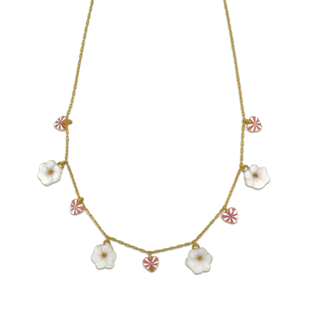 Pearly Floral Heart Necklace