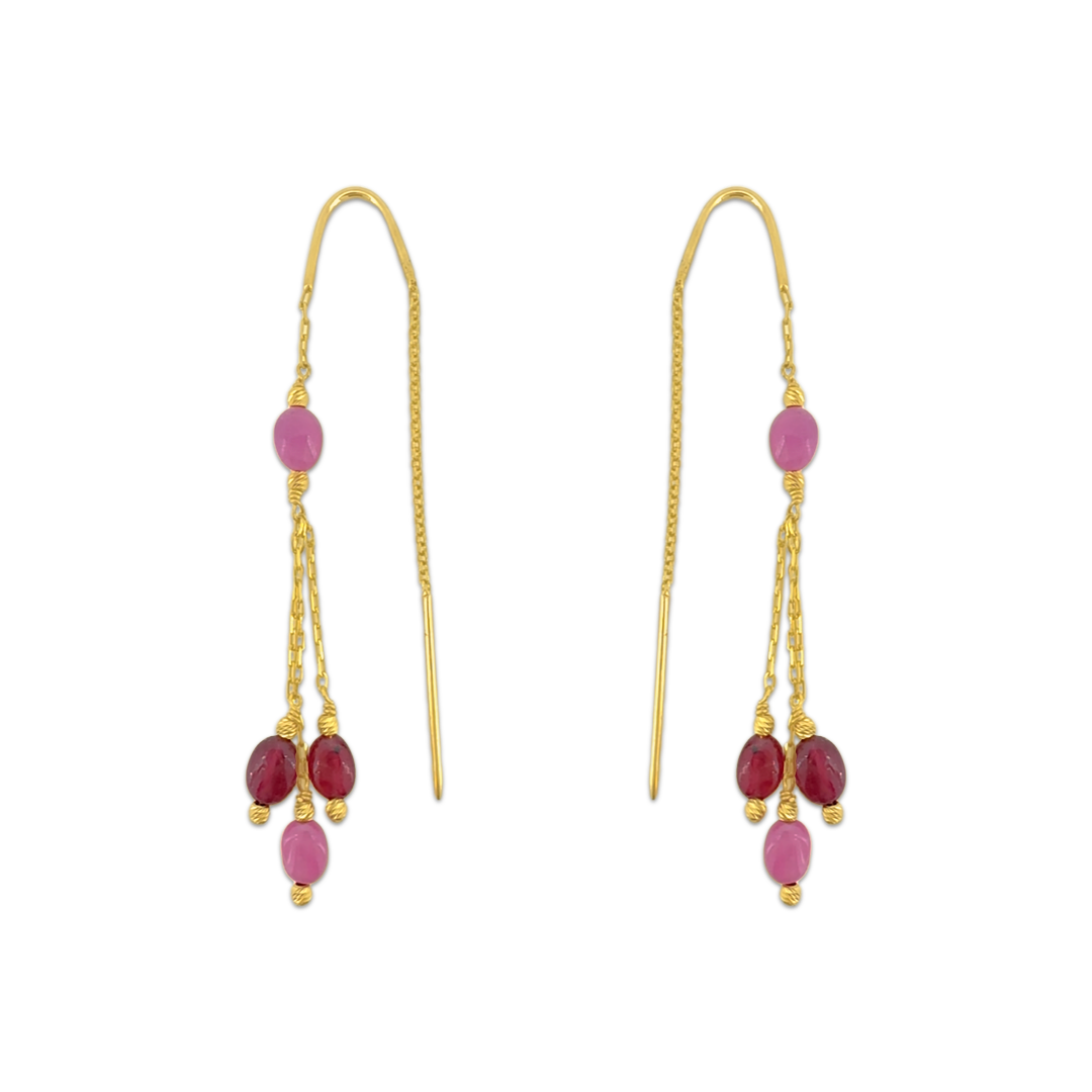 Multi Ruby Dangler Earrings