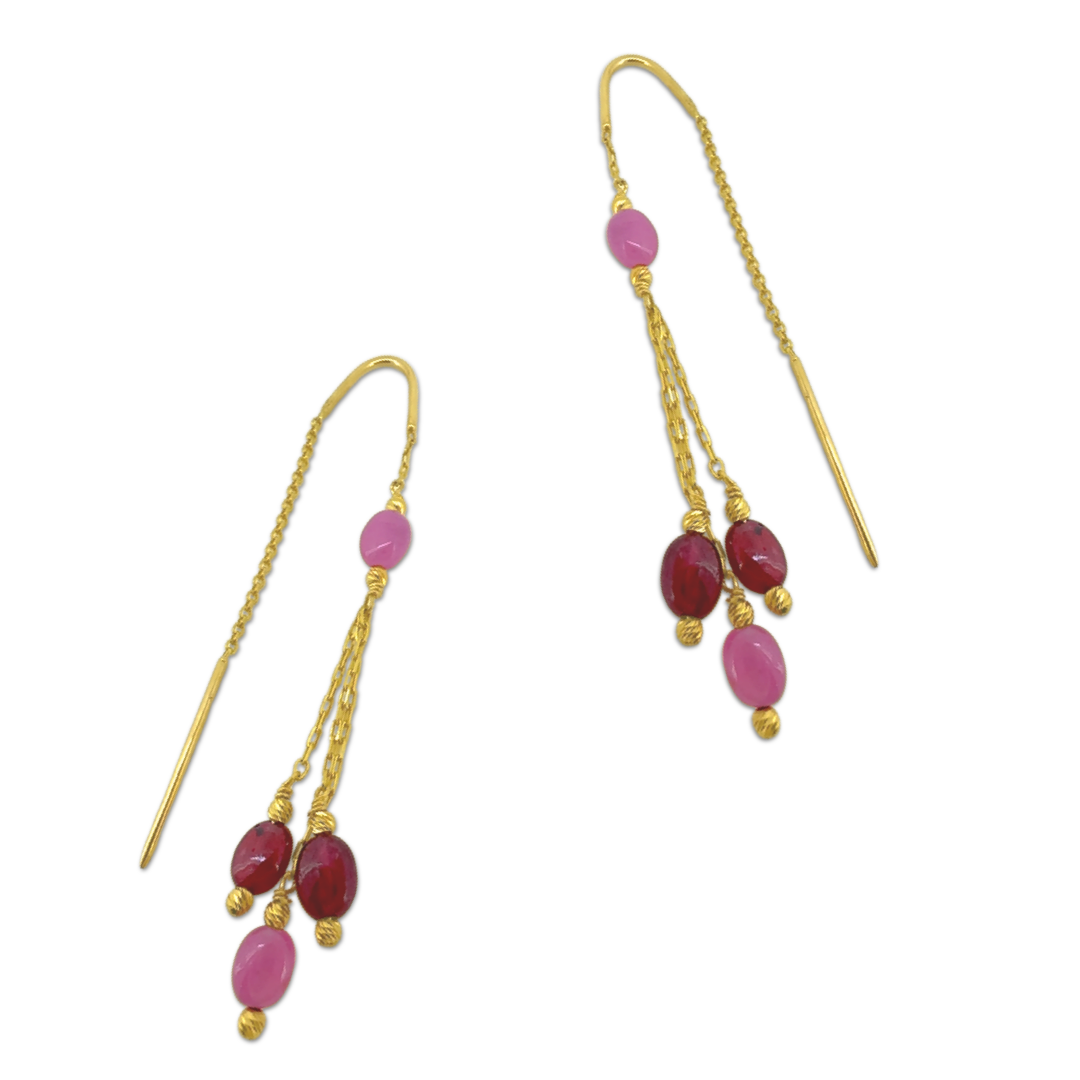 Multi Ruby Dangler Earrings
