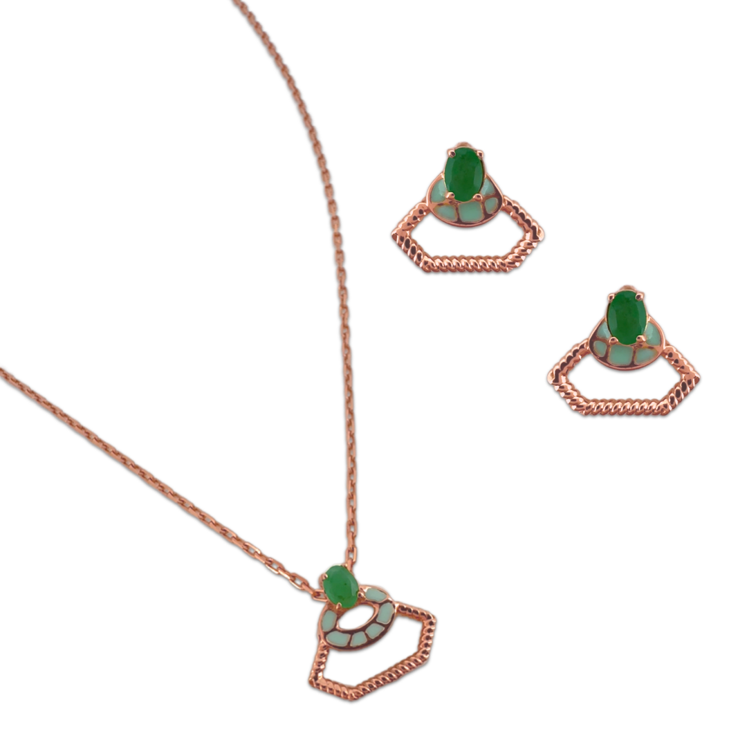 Emerald Twisty Necklace Set