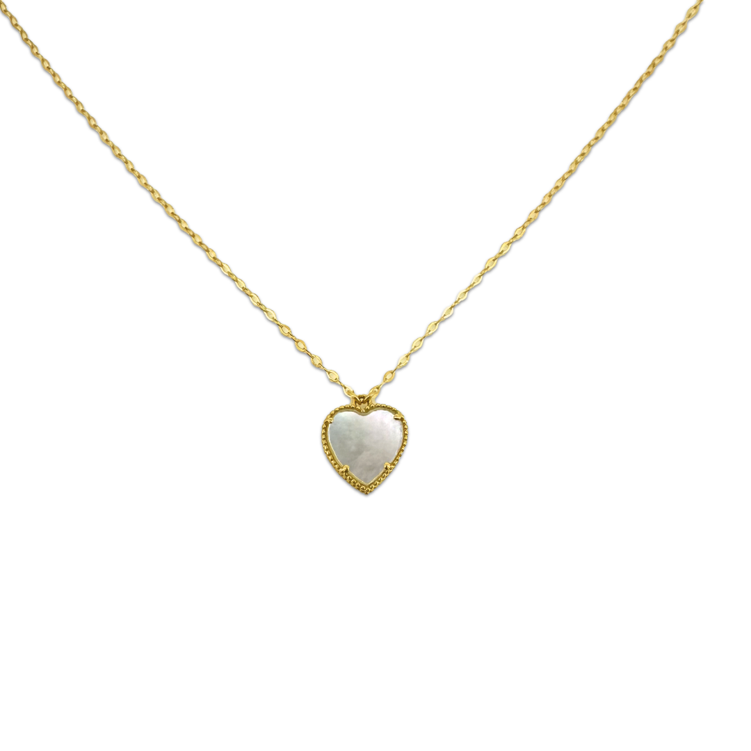 Pearly Stone Heart Necklace