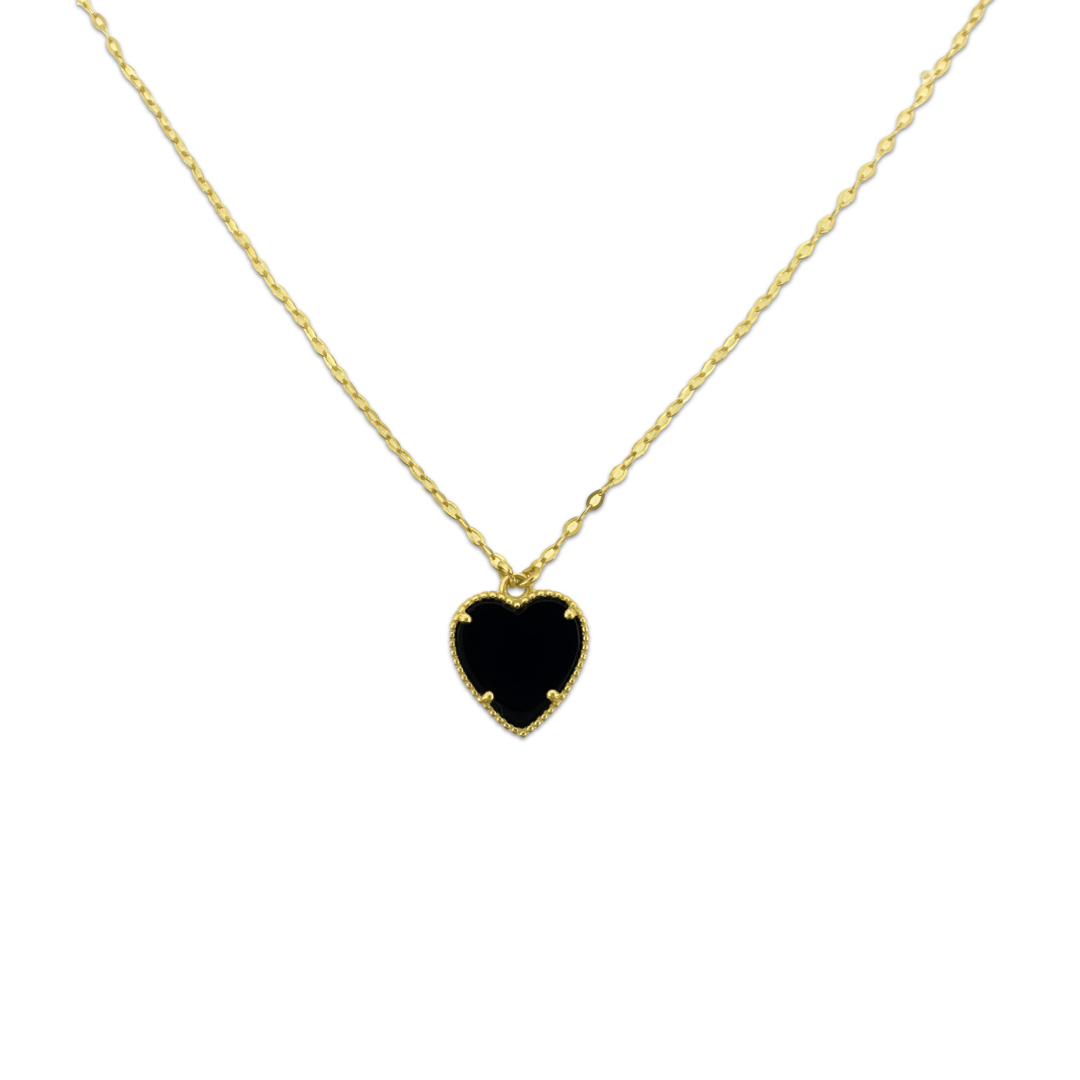Black Stone Heart Necklace