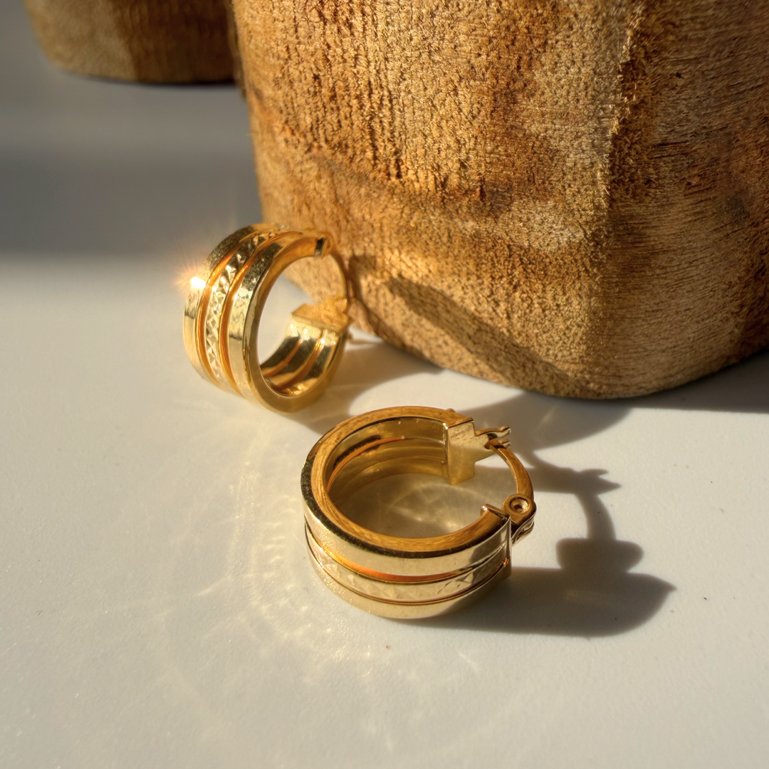 Tri Sparkle Circle Hoops