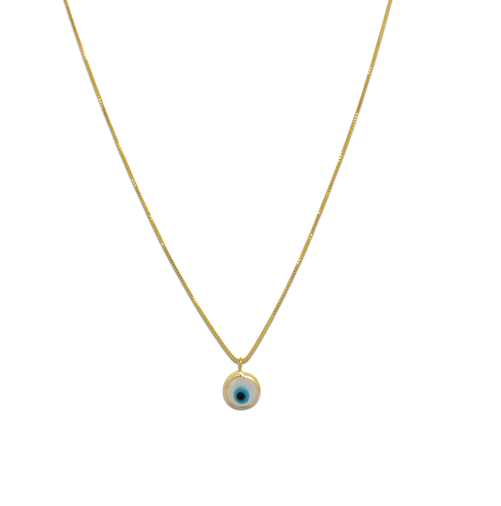 Evil Eye Box Necklace (White)