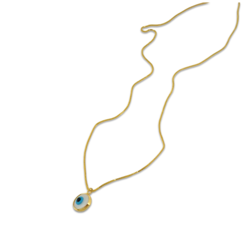 Evil Eye Box Necklace (White)