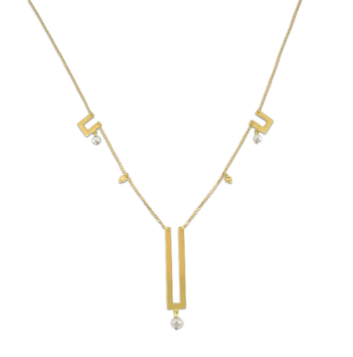 Pearly Rectangular Necklace