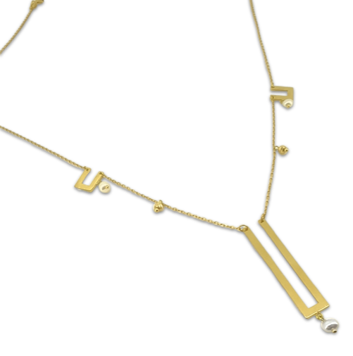 Pearly Rectangular Necklace