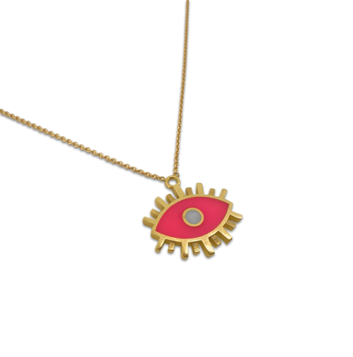Enamel Rose Eye Necklace