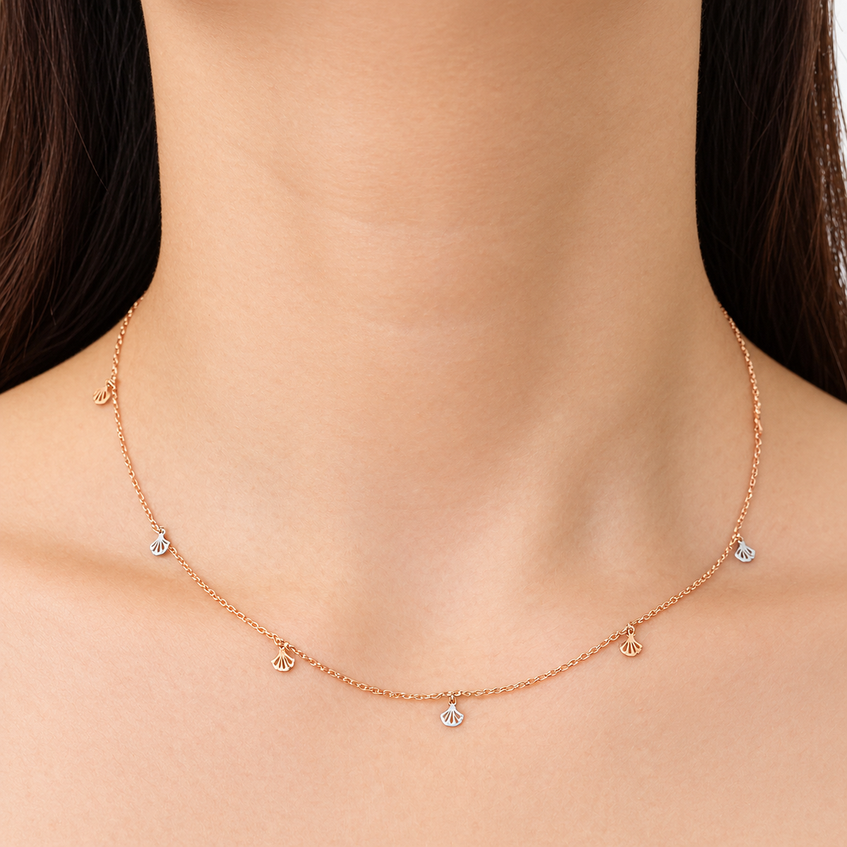 Rose Ginkgo Charm Necklace