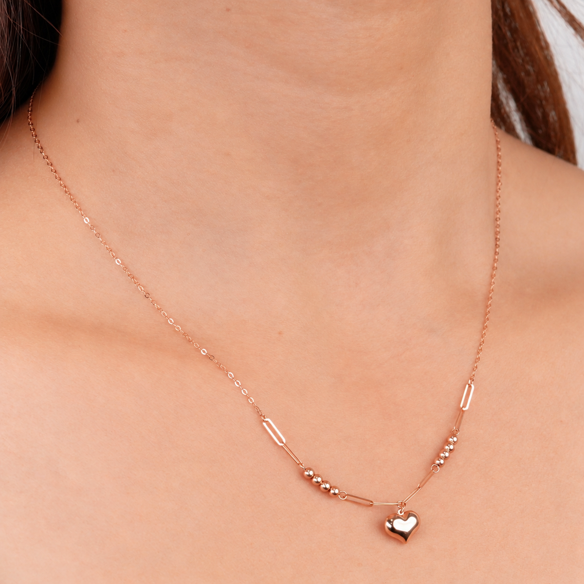Rose Heart Bead Necklace