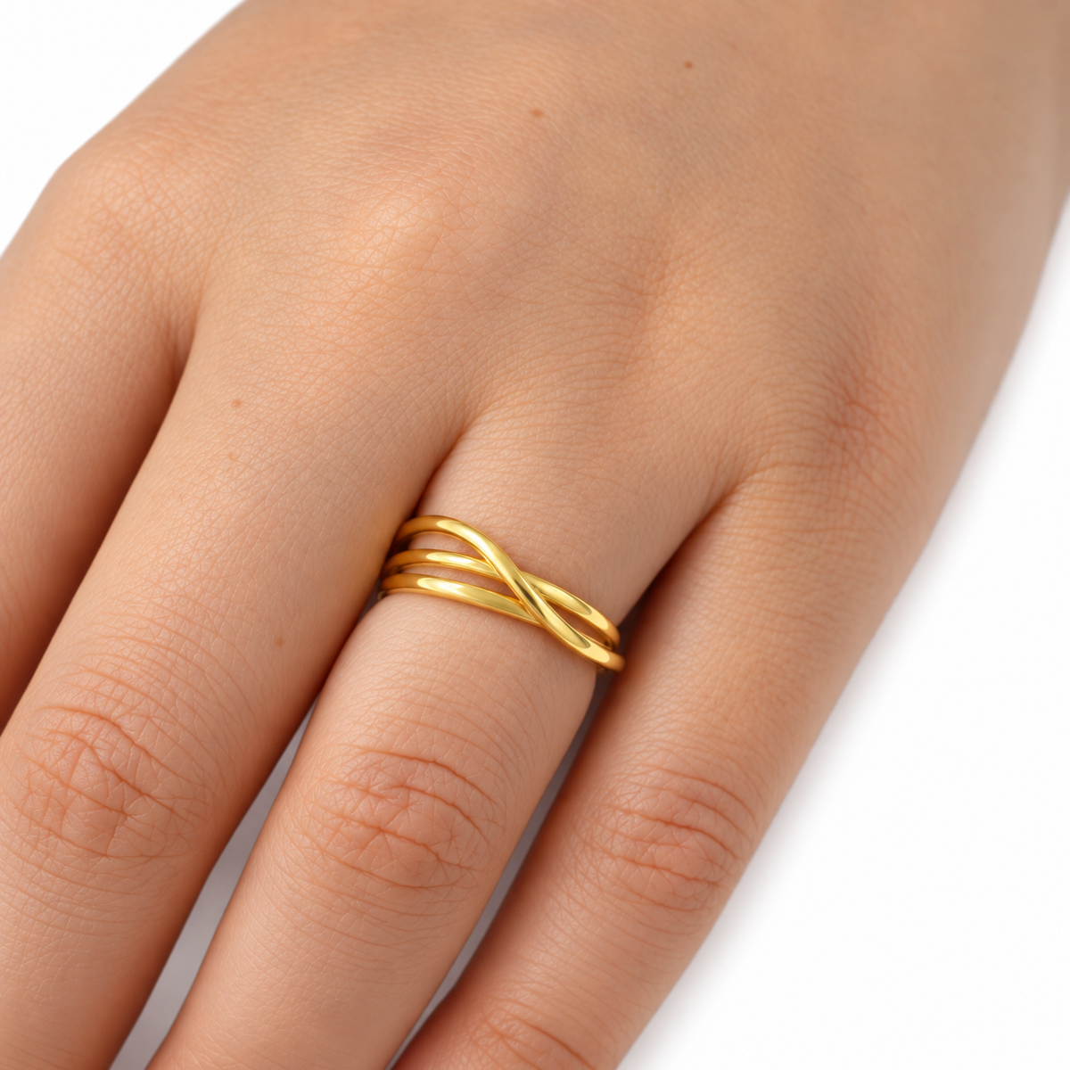 Abstract Spiral Triple Ring | 9k | Size 10
