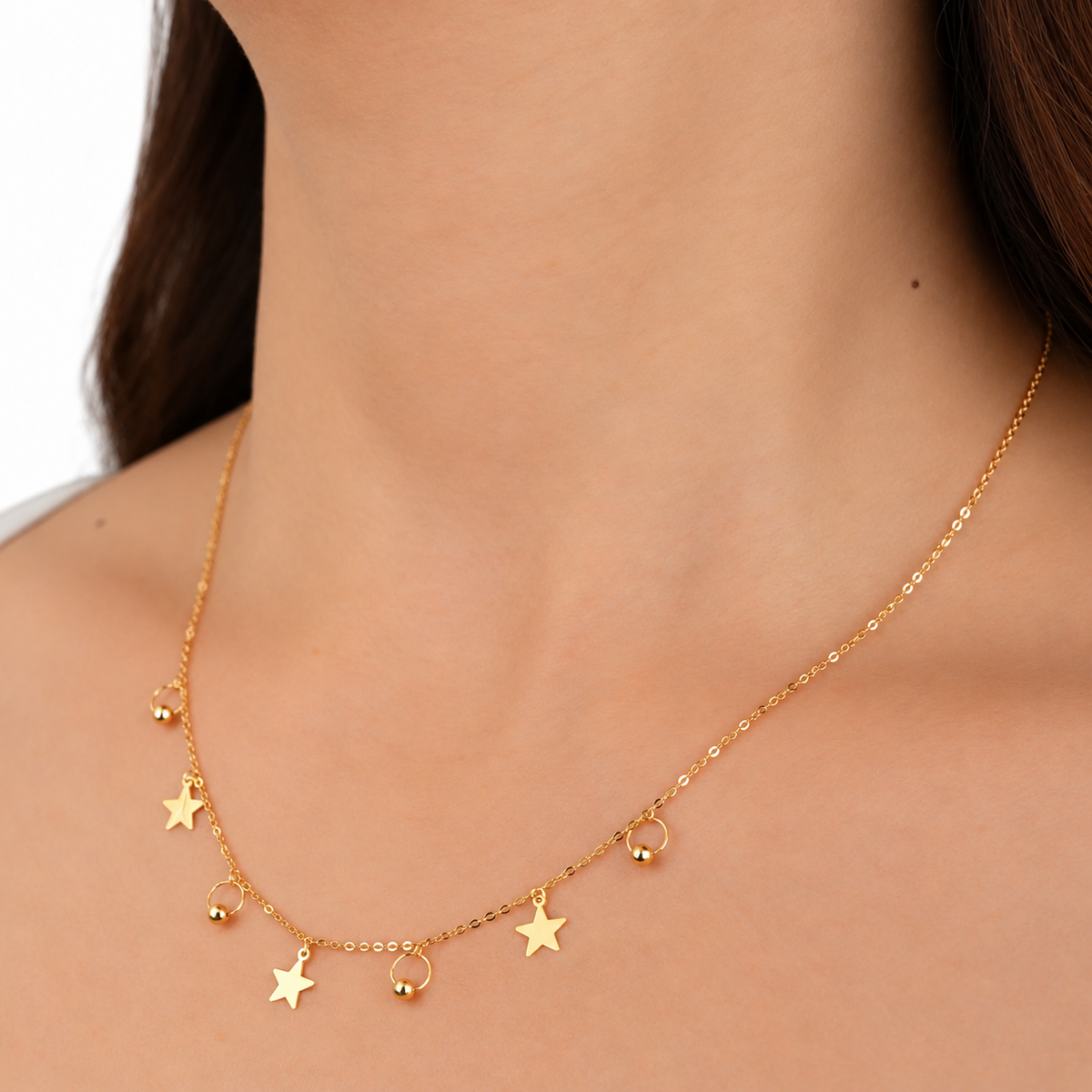 Starry Bead Charm Necklace