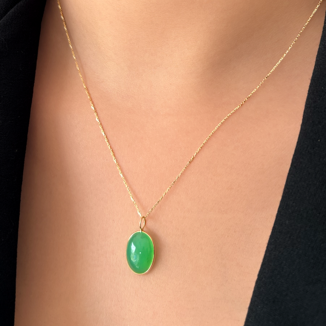 Chrysophrase Oval Pendant