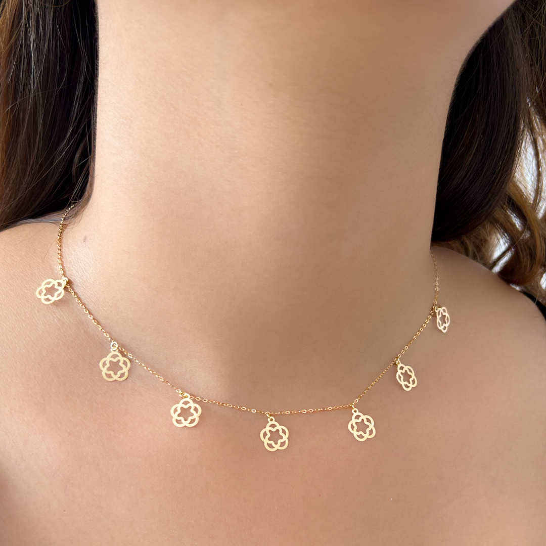 Double Flower Charm Necklace