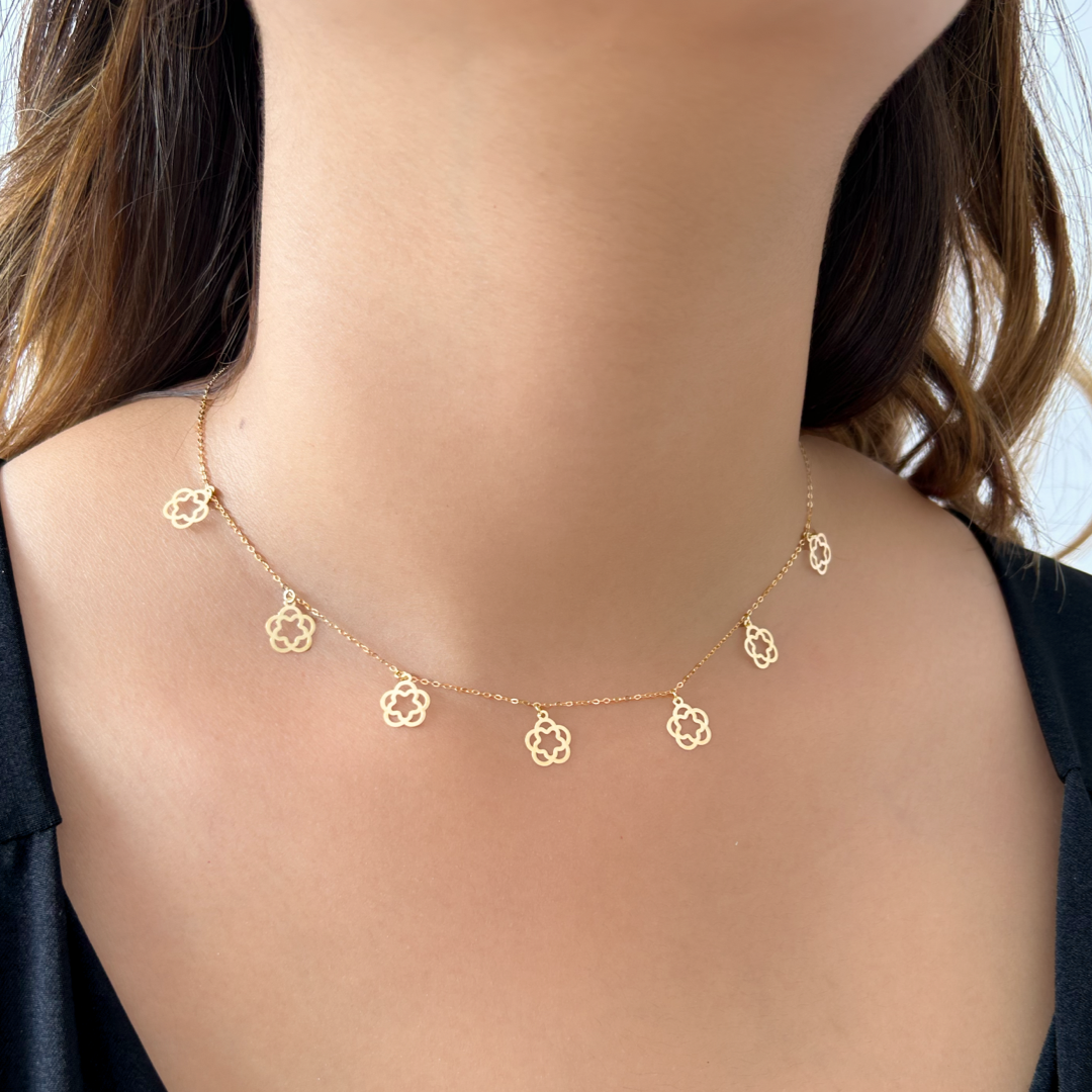 Double Flower Charm Necklace