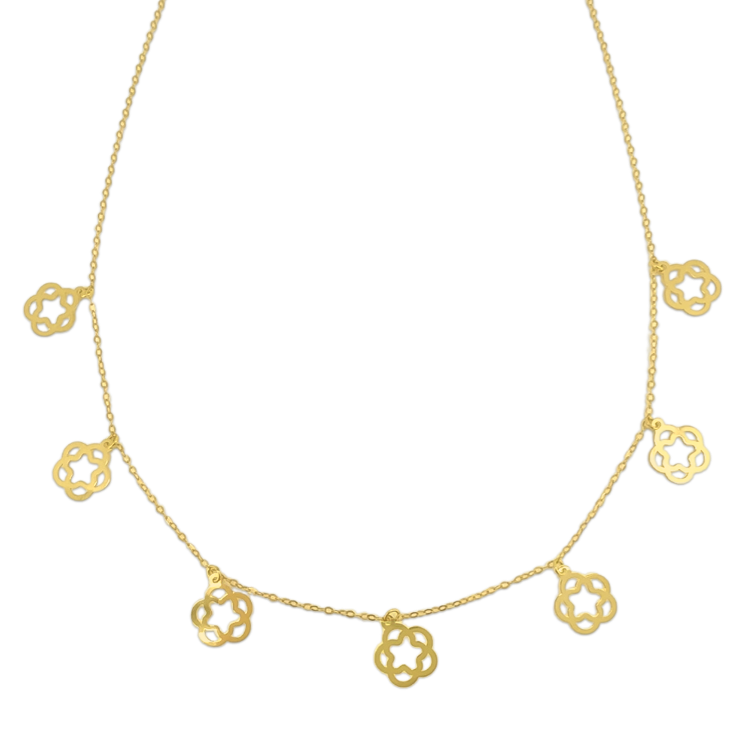 Double Flower Charm Necklace