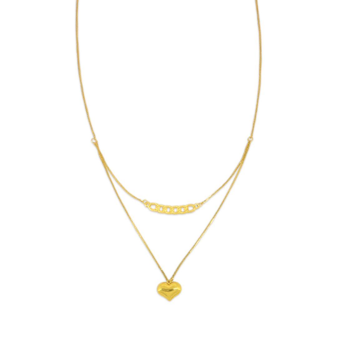 Layered Heart Curb Necklace