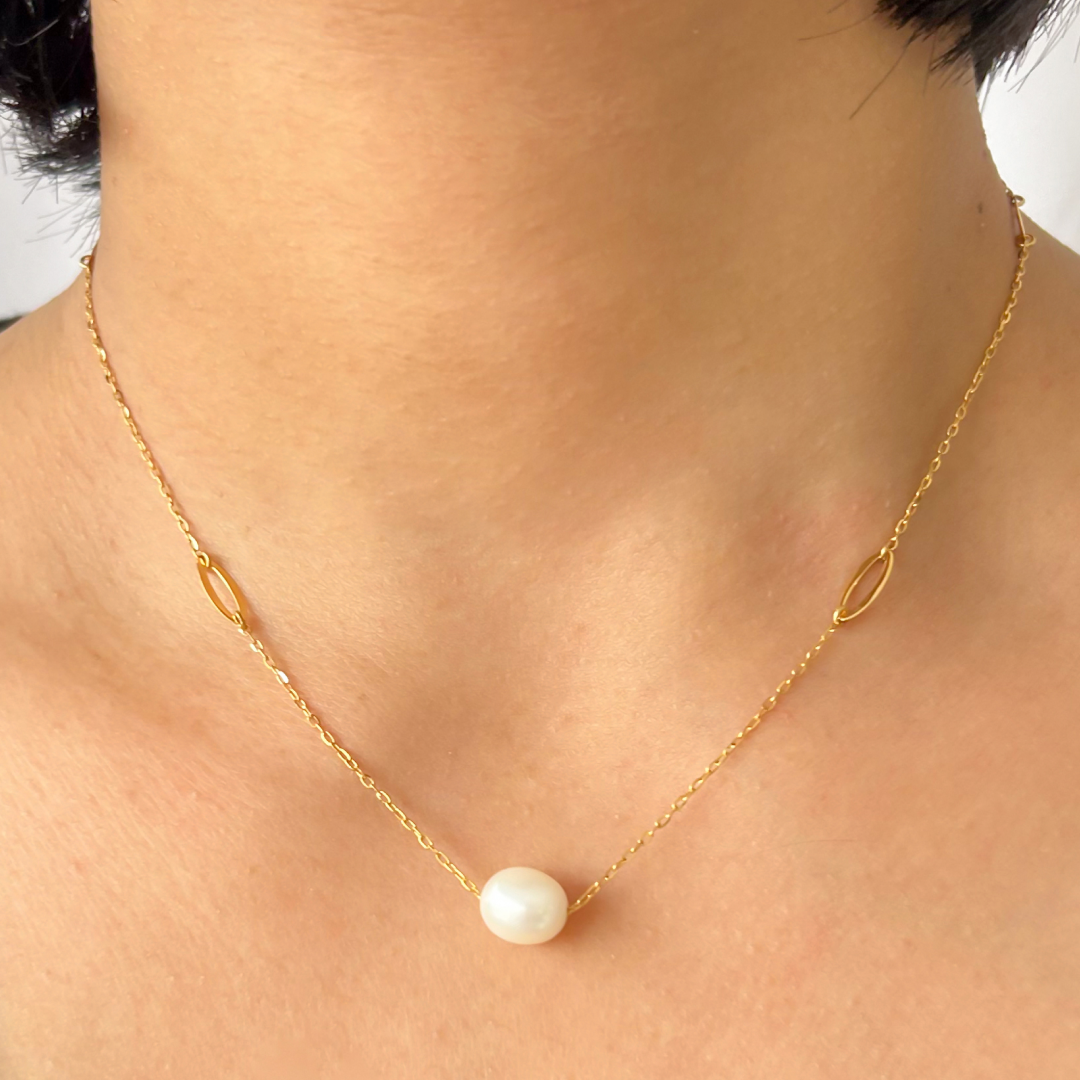 Pearl Oval Cable Necklace