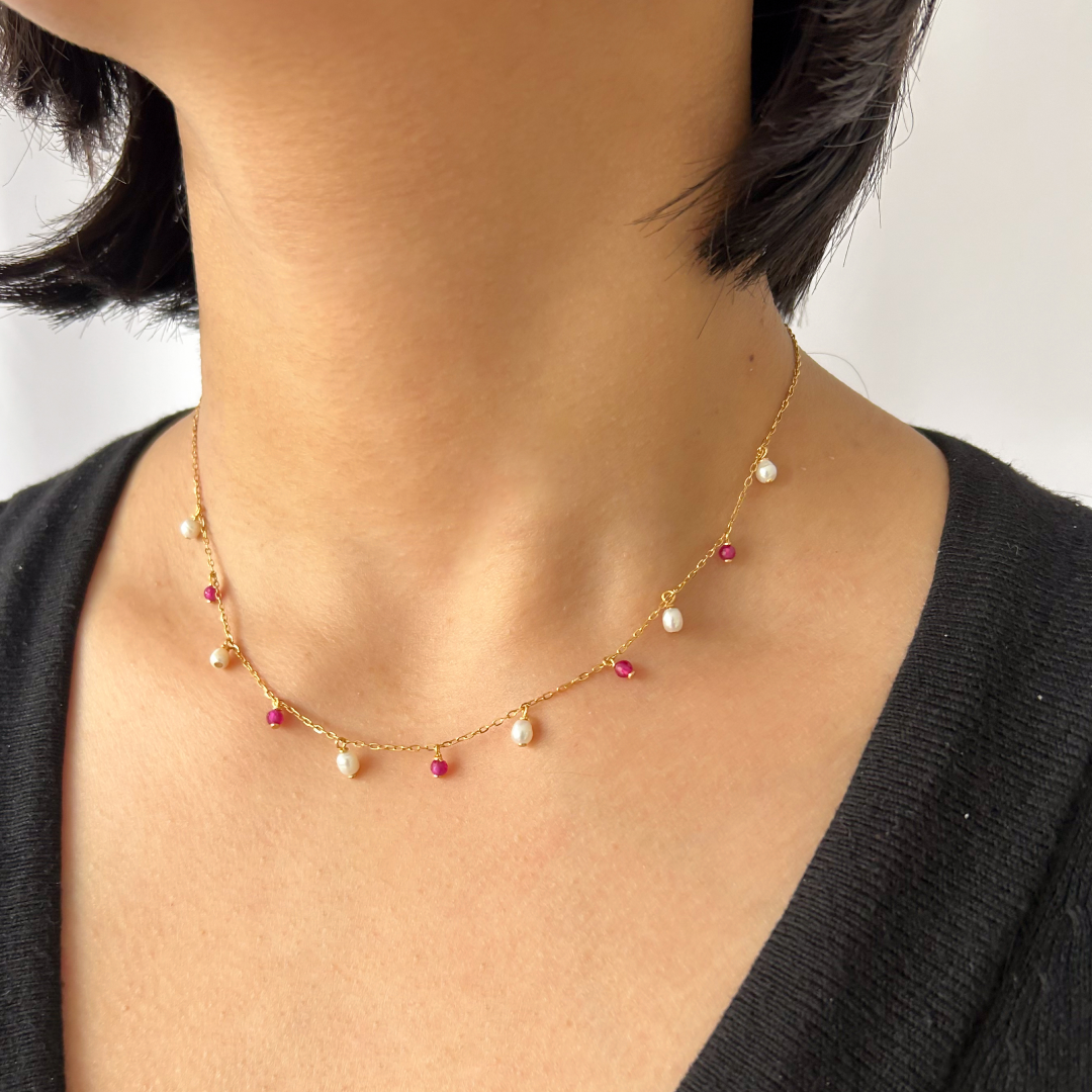 Pearl Crystal Floating Necklace