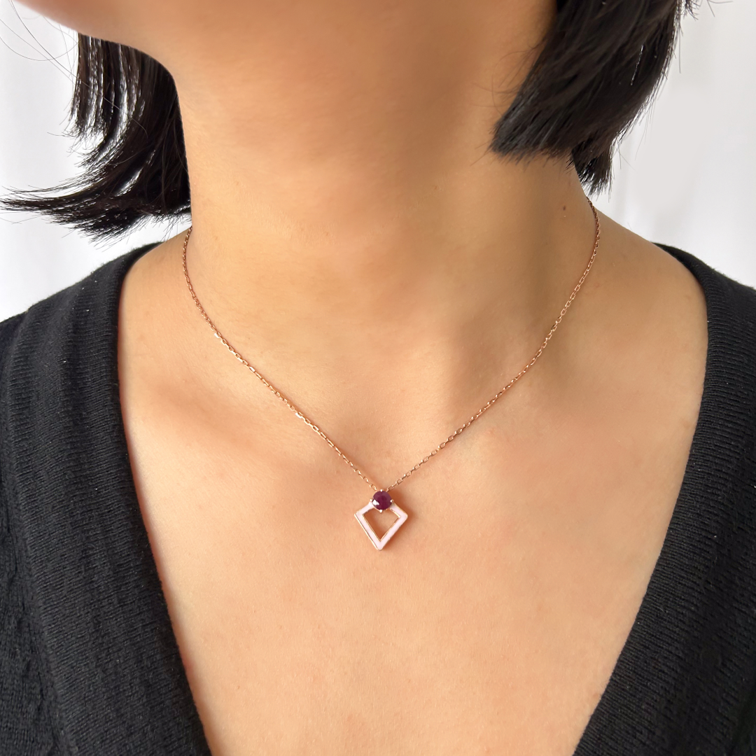 Ruby Rhombus Necklace Set