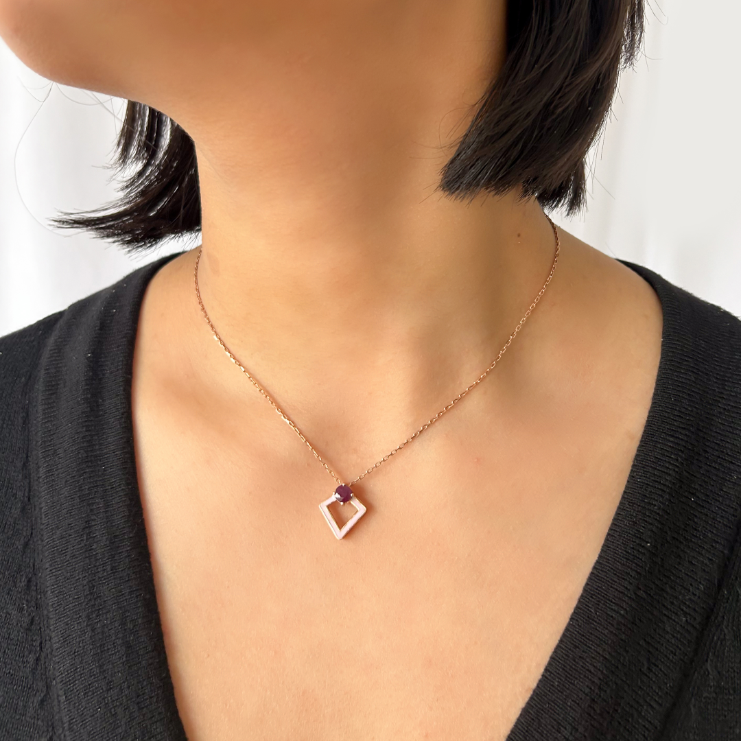 Ruby Rhombus Necklace Set