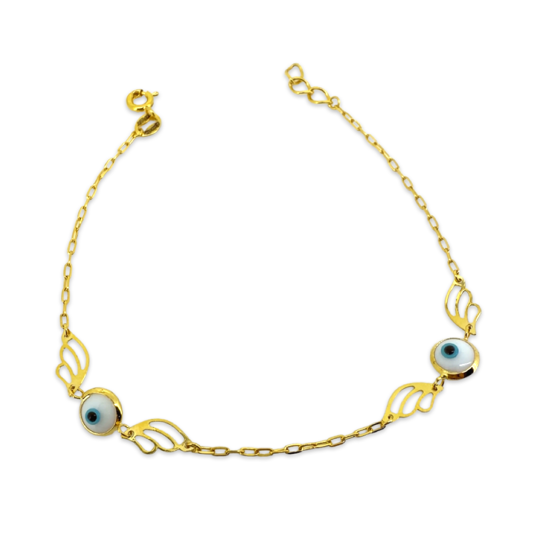 Evil Eye Wing Bracelet- White