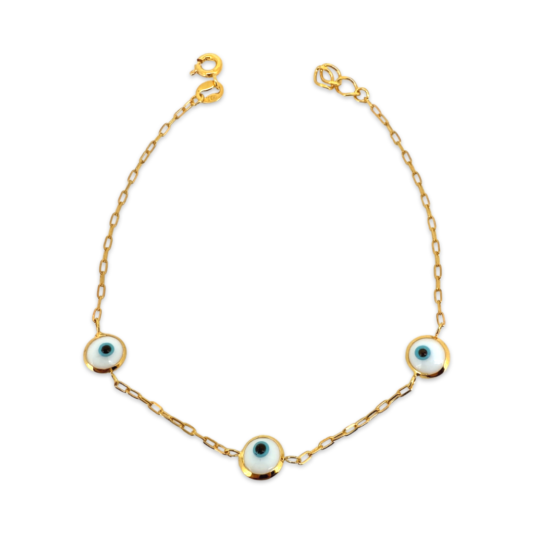 Evil Eye Link Bracelet- White